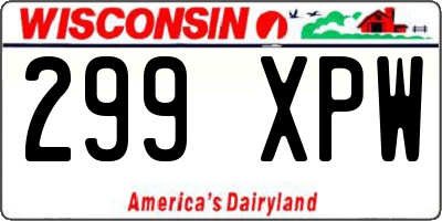 WI license plate 299XPW