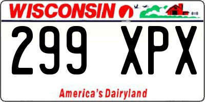 WI license plate 299XPX