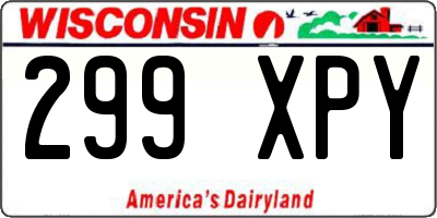 WI license plate 299XPY