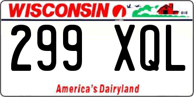 WI license plate 299XQL
