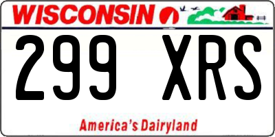 WI license plate 299XRS