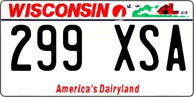 WI license plate 299XSA