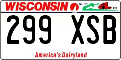WI license plate 299XSB