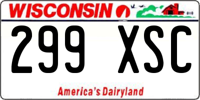 WI license plate 299XSC