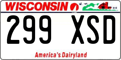 WI license plate 299XSD