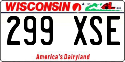 WI license plate 299XSE
