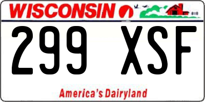WI license plate 299XSF