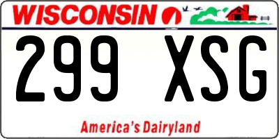 WI license plate 299XSG