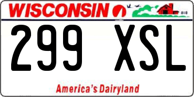 WI license plate 299XSL