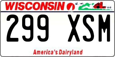 WI license plate 299XSM
