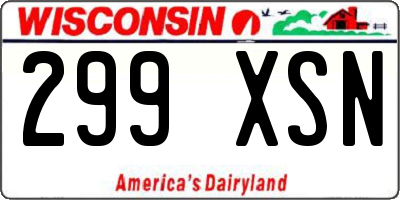 WI license plate 299XSN