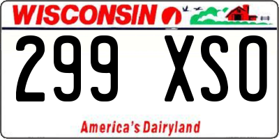 WI license plate 299XSO