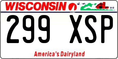 WI license plate 299XSP