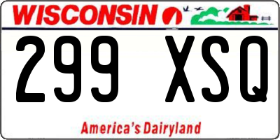 WI license plate 299XSQ