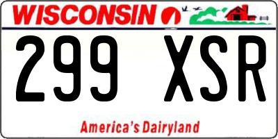 WI license plate 299XSR
