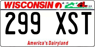 WI license plate 299XST