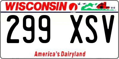 WI license plate 299XSV