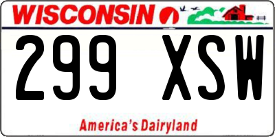 WI license plate 299XSW