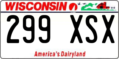 WI license plate 299XSX