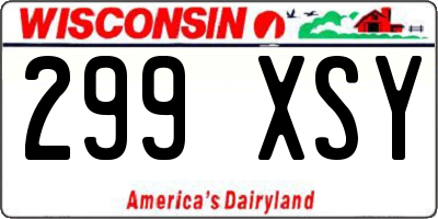 WI license plate 299XSY