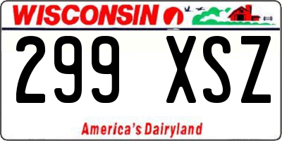 WI license plate 299XSZ