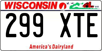 WI license plate 299XTE