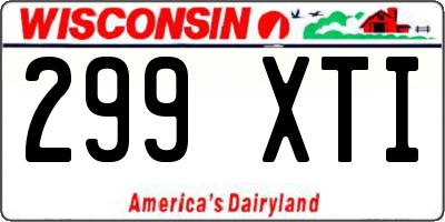WI license plate 299XTI