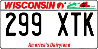 WI license plate 299XTK