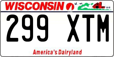 WI license plate 299XTM