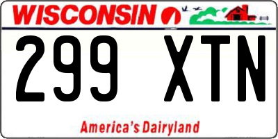 WI license plate 299XTN