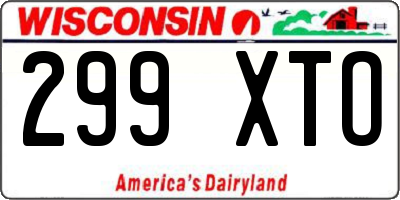 WI license plate 299XTO