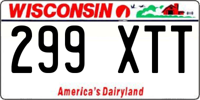 WI license plate 299XTT