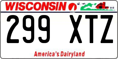 WI license plate 299XTZ