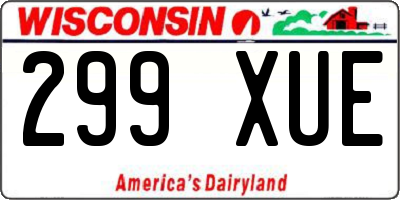 WI license plate 299XUE