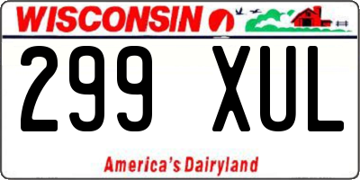 WI license plate 299XUL