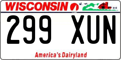 WI license plate 299XUN