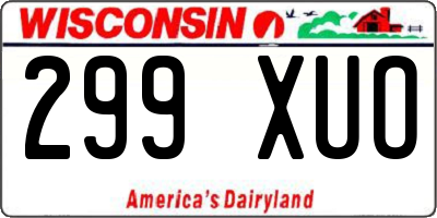 WI license plate 299XUO
