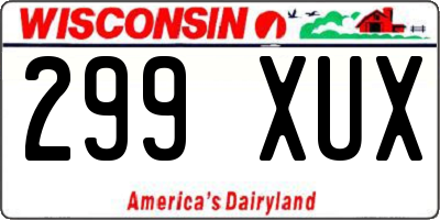 WI license plate 299XUX