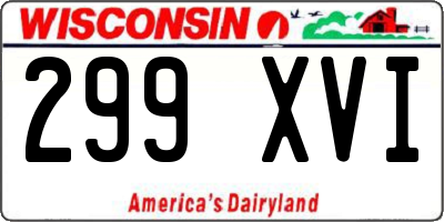 WI license plate 299XVI