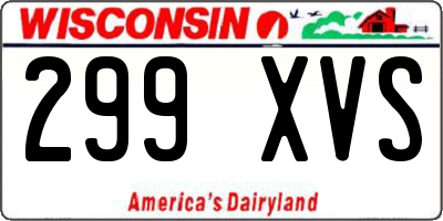 WI license plate 299XVS