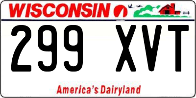 WI license plate 299XVT