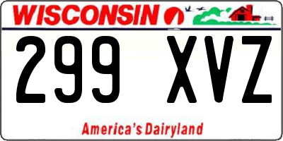 WI license plate 299XVZ