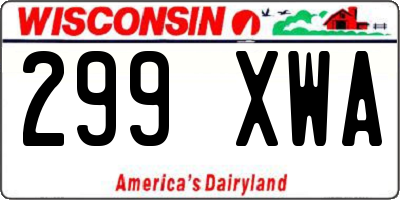 WI license plate 299XWA