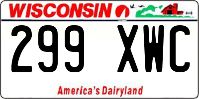 WI license plate 299XWC