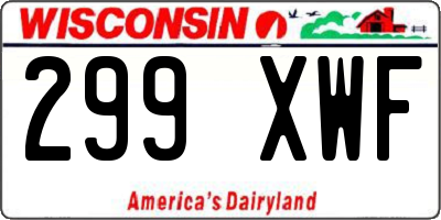 WI license plate 299XWF