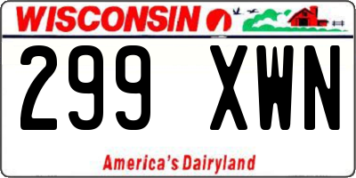 WI license plate 299XWN