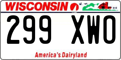 WI license plate 299XWO