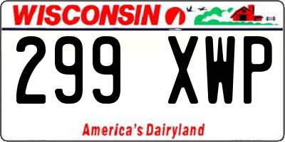 WI license plate 299XWP