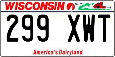 WI license plate 299XWT