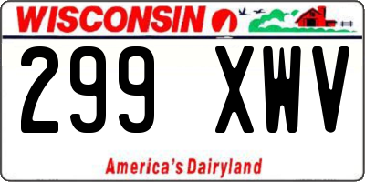 WI license plate 299XWV